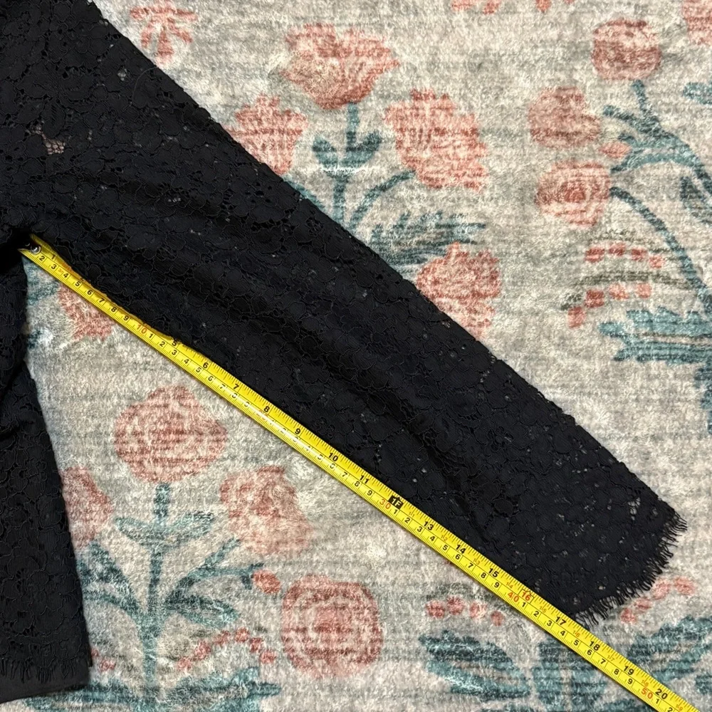 J Crew Black Lace Mock Neck Top